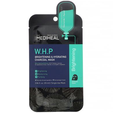 Освітлююча і зволожуюча вугільна маска, WHP, Mediheal, 1 лист, 25 мл