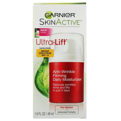 Зміцнюючий зволожуючий денний крем проти зморшок, SPF 15, Ultra-Lift, SkinActive, Garnier, 48 г