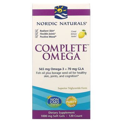 Омега 3-6-9 Nordic Naturals (Complete Omega) 120 капсул зі смаком лимона