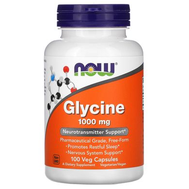 Глицин Now Foods (Glycine) 1000 мг 100 вегетарианских капсул купить в Киеве и Украине