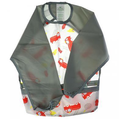 Green Sprouts, Нагрудник з довгим рукавом Snap & Go Easy Wear, Сірий пожежний автомобіль