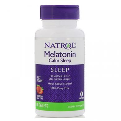 Мелатонін швидкого вивільнення Natrol (Melatonin) 6 мг 60 таблеток зі смаком полуниці