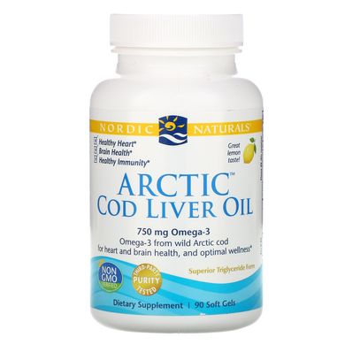 Масло печінки арктичної тріски Nordic Naturals (Arctic cod liver oil) 1000 мг 90 капсул зі смаком лимона