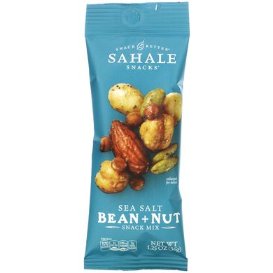 Sahale Snacks, Суміш для снеків, морська сіль, квасоля + горіх, 9 пакетиків по 1,25 унції (36 г) кожен