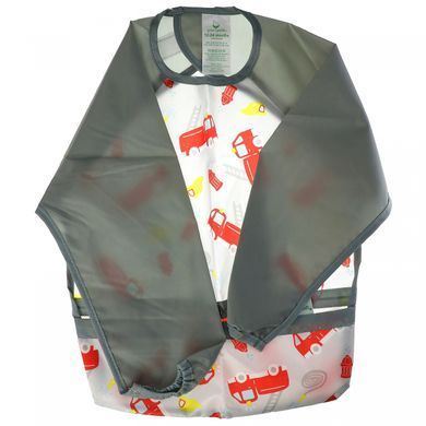 Green Sprouts, Нагрудник з довгим рукавом Snap & Go Easy Wear, Сірий пожежний автомобіль