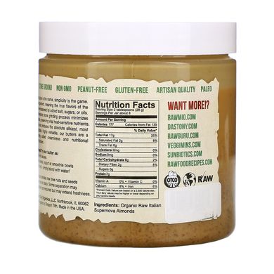 Органічне мигдальне масло, Organic Almond Butter, Dastony, 227 г