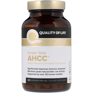 Kinoko Gold AHCC, підтримка імунітету, Quality of Life Labs, 500 мг, 60 вегетаріанських капсул