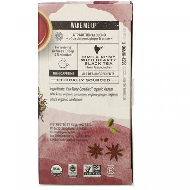 Organic black tea, with medium caffeine content, Golden Tea, Numi Tea, 18 tea bags, 1.65 oz (46.8 g).