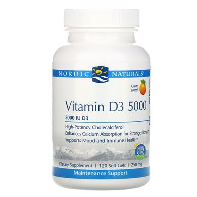 Вітамін Д3 апельсин Nordic Naturals (Vitamin D3) 5000 МО 120 капсул