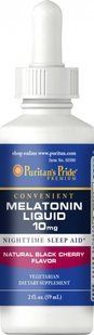 Мелатонин Черная вишня Жидкость, Melatonin Black Cherry Liquid, Puritan's Pride, 10 мг, 59 мл купить в Киеве и Украине
