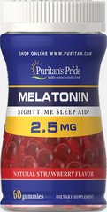 Мелатонін Puritan's Pride (Melatonin Gummy Strawberry Flavor) 2.5 мг 60 цукерок зі смаком полуниці