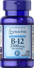 Витамин B12 Puritan's Pride (Vitamin B-12) 2500 мкг 100 микропастилок купить в Киеве и Украине