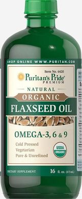 Органічна лляна олія, Organic Flaxseed Oil, Puritan's Pride, 473 мл