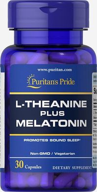 Амінокислота L-Теанін Плюс Мелатонін, L-Theanine Plus Melatonin, Puritan's Pride, 30 капсул
