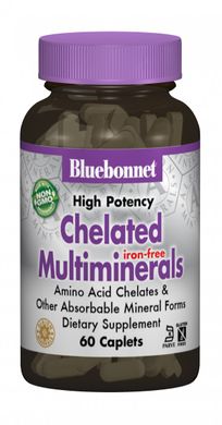 Хелатні мультимінерали без заліза, Albion, Bluebonnet Nutrition, 60 капсул