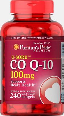 Коэнзим Q-10 Q-SORB ™, Q-SORB™ Co Q-10, Puritan's Pride, 100 мг, 240 капсул купить в Киеве и Украине