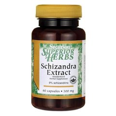 Екстракт лимонника Swanson (Schizandra Extract) 500 мг 60 капсул