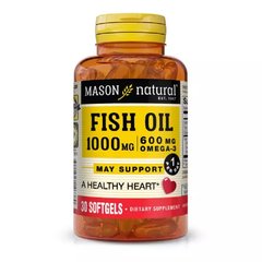 Рыбий жир и Омега 3 Mason Natural (Fish Oil & Omega 3) 1000/600мг 30 гелевых капсул купить в Киеве и Украине
