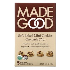 MadeGood, М'яке запечене міні-печиво, шоколадна крихта, 5 порційних пакетів, 4,25 унції (120 г)