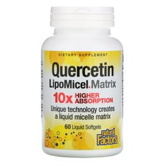 Кверцетин, Quercetin LipoMicel Matrix, Natural Factors, 60 жидких мягких капсул купить в Киеве и Украине