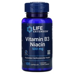 Витамин B3 Ниацин, Vitamin B3 Niacin, Life Extension, 500 мг, 100 капсул купить в Киеве и Украине