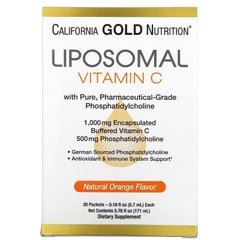 Витамин С липосомальный апельсиновый вкус California Gold Nutrition (Liposomal Vitamin C) 1000 мг 30 пакетов по 5.7 мл купить в Киеве и Украине