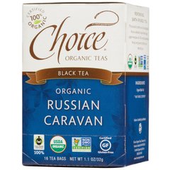 Черный чай, органический, русский караван, Choice Organic Teas, 16 чайных пакетиков, 1,1 унции (32 г) купить в Киеве и Украине