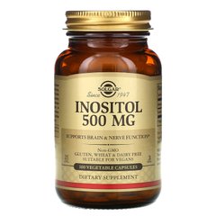 Инозитол Solgar (Inositol) 500 мг 100 вегетарианских капсул купить в Киеве и Украине