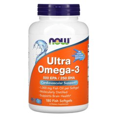 Ультра Омега-3 500 ЕПК / 250 ДГК Now Foods (Ultra Omega-3 500 EPA / 250 DHA) 180 риб'ячих гелевих капсул