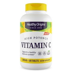 Вітамін С, Vitamin C, Healthy Origins, 1000 мг, 180 таблеток