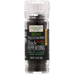Органічний чорний перець Tellicherry горошком, Frontier Natural Products, 1,76 унції (50 г)