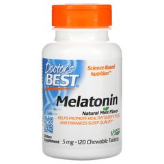 Мелатонін Doctor's Best (Melatonin) зі смаком м'яти 5 мг 120 жувальних таблеток