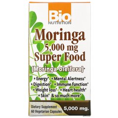 Суперпродукт Моринга, Bio Nutrition, 5000 мг, 60 растительных капсул купить в Киеве и Украине