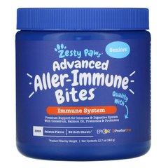 Імунна система, літні люди, смак лосося, Advanced Aller-Immune Bites for Dogs, Immune System, Senior, Salmon Flavor, Zesty Paws, 90 м'яких жувальних таблеток, 12,7 унцій (360 г)
