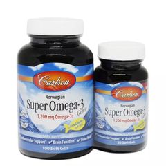 Супер Омега-3 Carlson (Super Omega-3 Gems in fish gelatin) 1200 мг 100+30 желатинових капсул купить в Киеве и Украине