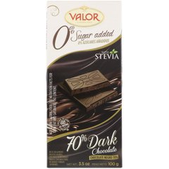 0% доданого цукру, 70% -ний темний шоколад, Valor, 3,5 унції (100 г)