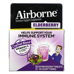 AirBorne, Добавка для підтримки імунітету, бузина, 2 тюбики, 10 шипучих таблеток кожна