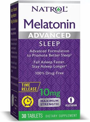 Мелатонін для сну Natrol (Melatonin Advanced Sleep) 10 мг 30 таблеток