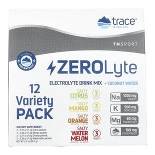Trace Minerals &reg;, TM Sport, ZeroLyte, Electrolyte Drink Mix + Coconut Water, Variety Pack, 12 Packets, 3.2 oz (87.9 g) купить в Киеве и Украине