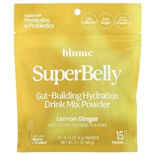 Порошкова суміш для гідратації кишківника Blume (SuperBelly) 15 пакетиків по 4 г лимон та імбир