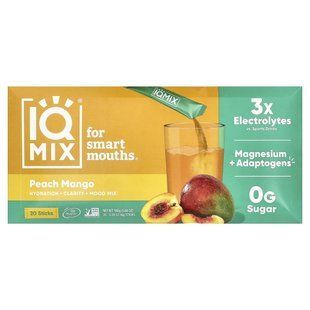 IQBAR, IQMIX&reg;, Hydration + Clarity + Mood Mix, Peach Mango, 20 Sticks, 0.28 oz (8 g) Each