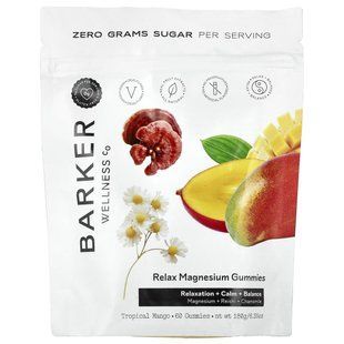 Barker Wellness Co, Relax, жевательные мармеладки с магнием, со вкусом тропического манго, 60 жевательных таблеток купить в Киеве и Украине