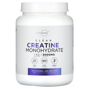 TypeZero, Clean, Creatine Monohydrate, Unflavored, 5,000 mg, 35 oz (1 kg) купить в Киеве и Украине
