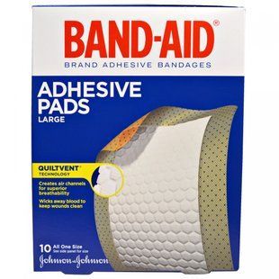 Лейкопластыри, клейкие прокладки, большие, Band Aid, 10 подушечек купить в Киеве и Украине
