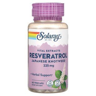 Solaray, Vital Extracts, екстракти ресвератролу японського, 225 мг, 60 капсул VegCap