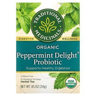 Probiotic teas, organic probiotic of peppermint, 16 tea bags per package, 0.85 oz (24 g).