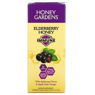 Honey Gardens, Elderberry Honey, for immunity, 5 packets of 0.26 ounces (7.4 g) each.