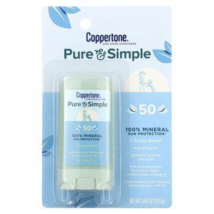 Coppertone, Pure & Simple, Sunscreen Stick, SPF 50, Cocoa Butter, 0.49 oz (13.9 g) купить в Киеве и Украине