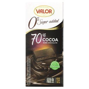 0% Added Sugar Dark Chocolate Valor (Dark Chocolate) 3.5 oz (100 g)