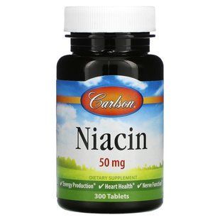 Ниацин Витамин B3 Carlson Labs (Niacin Vitamin B3) 50 мг 300 таблеток купить в Киеве и Украине